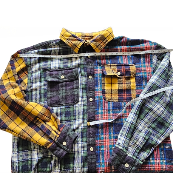 American Eagle Outfitters Men's Collared Plaid Shirt - Red, Green, Yellow, Blue - Picture 7 of 14